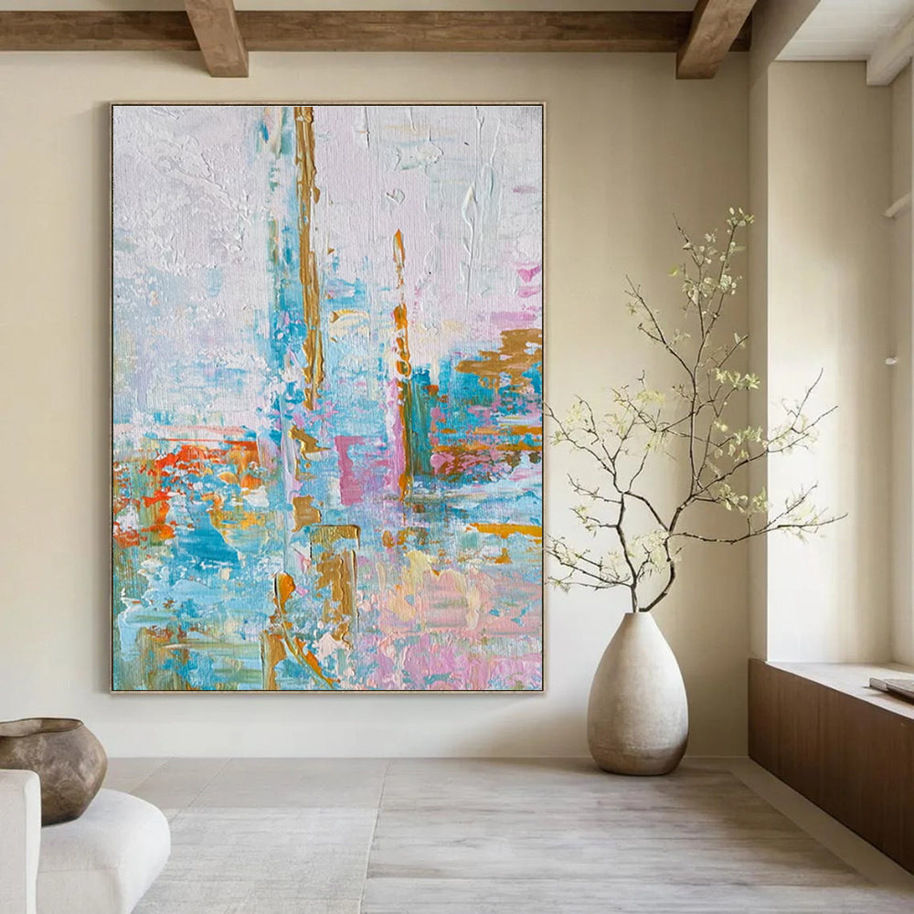 Soft Colorful Abstract Painting for Serene Yoga Studios HENG465