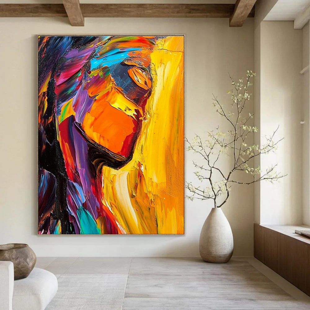 Colorful Abstract Portrait Painting with Vibrant Brushstrokes GAB0058