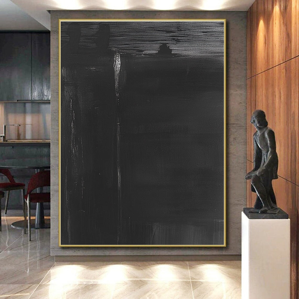 Dark Black Abstract Painting with Mysterious Depth WINK008