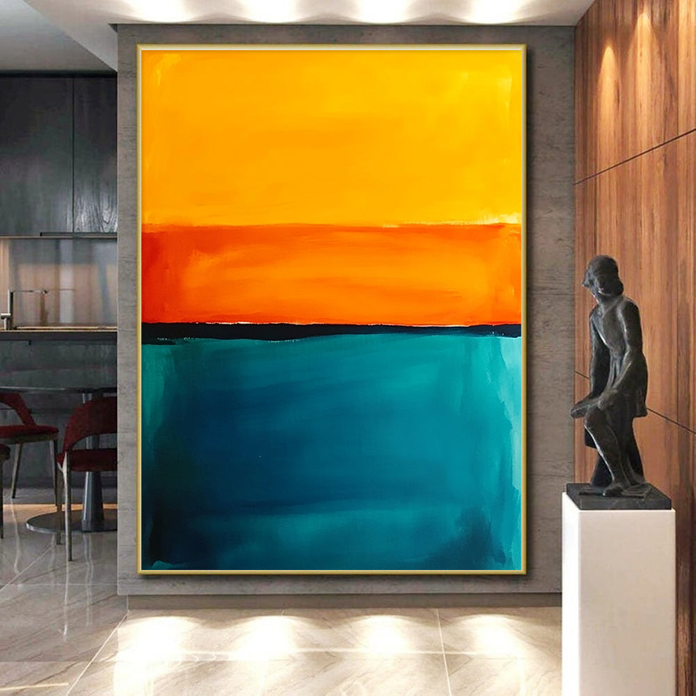 Sunset - Inspired Color Bands Abstract Painting with Warm Radiance WINK222