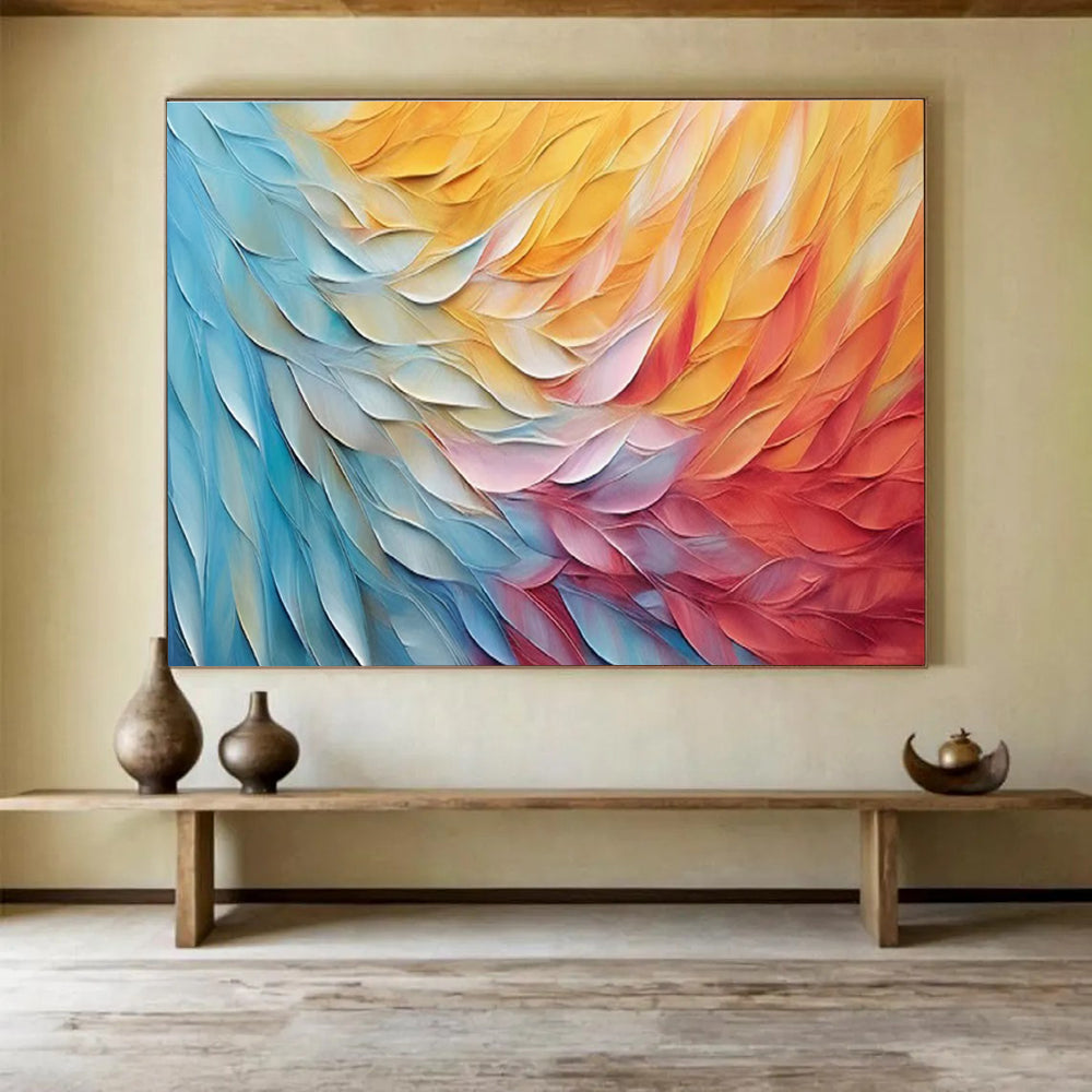 Colorful Feather Abstract Painting for Modern Bedrooms YHT201