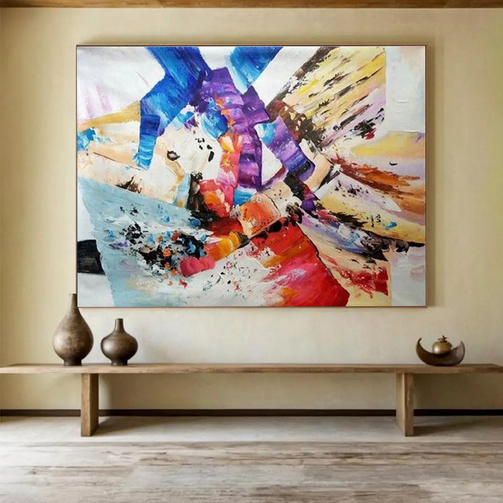 Colorful Geometric Abstract Painting for Modern Interior Design Showrooms YHT283