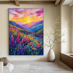 Vivid Mountain Landscape Abstract Painting for Luxury Ski Lodge Lounges HENG526