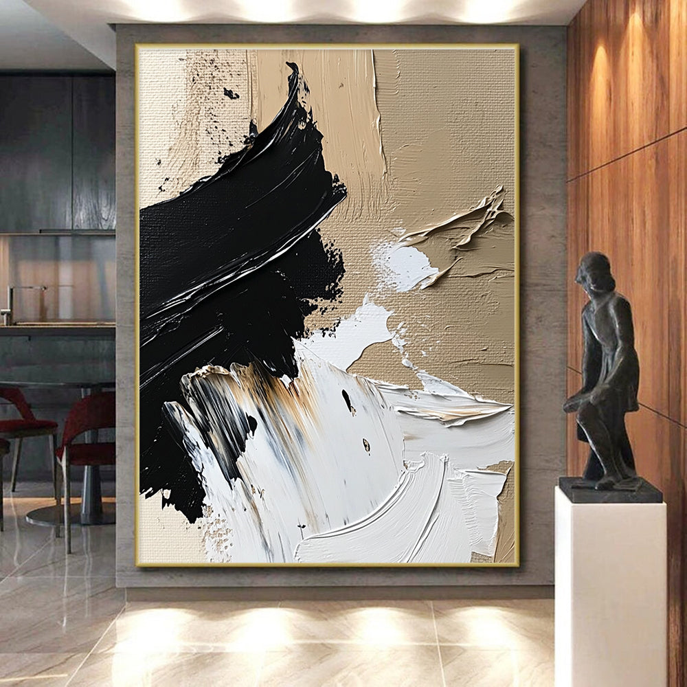 Beige - Black Abstract Details Painting with Subtle Intricacy WINK364