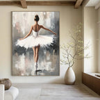 Ballerina in White Tutu Graceful Abstract Painting for Art - Loving Spaces GAB1422