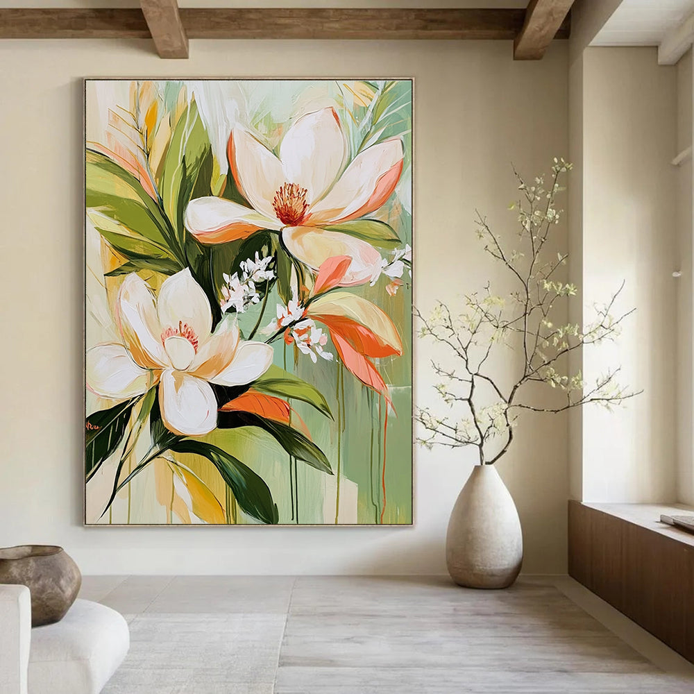 Magnolia Flower Bouquet Elegant Floral Abstract Painting GAB0293