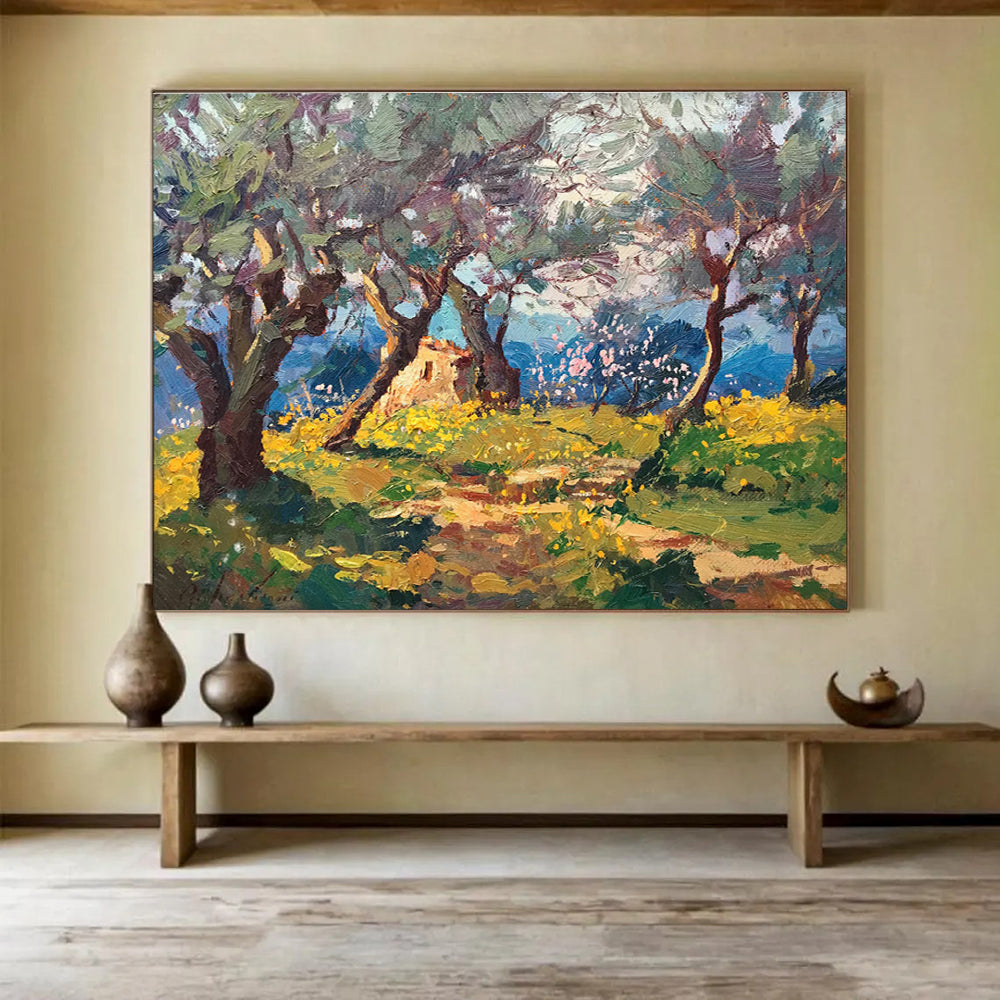 Olive Grove Abstract Painting for Italian Restaurant Private Dining YHT474