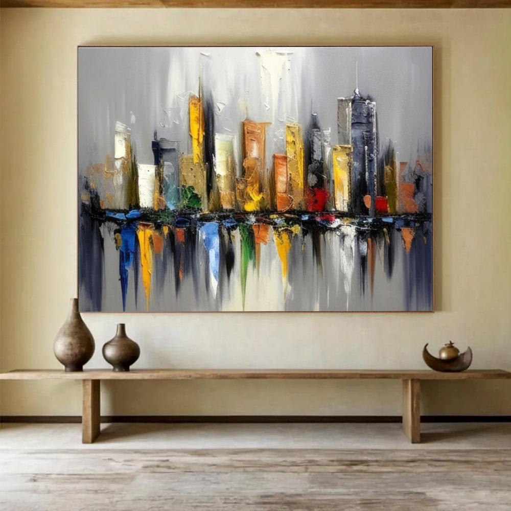 Colorful Cityscape Abstract Painting for Urban Lofts YHT066