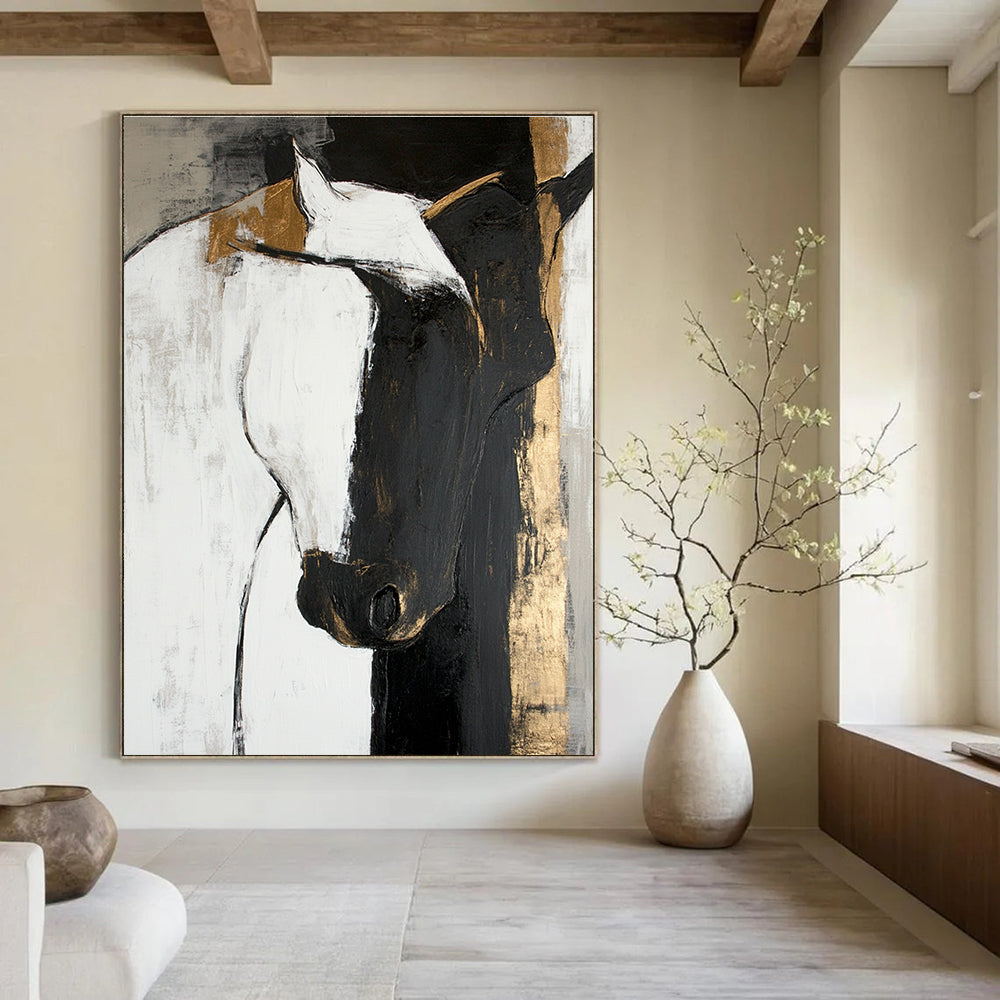 Horse in Gold Accent Abstract Painting for Luxurious Stables GAB0788