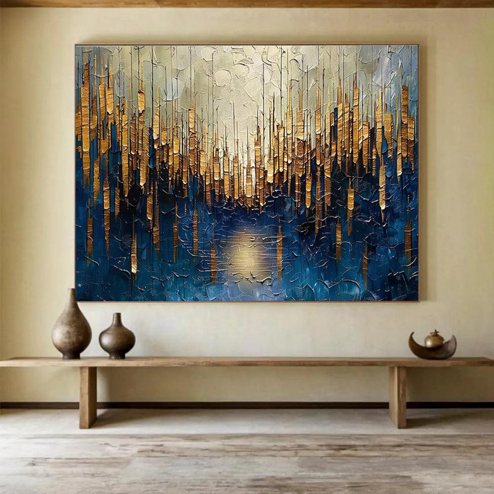 Golden Forest Abstract Painting for Luxury Home Entrances YHT157