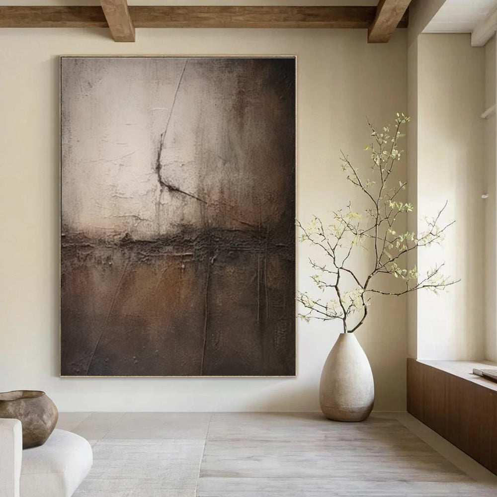 Dark Textured Abstract with Cracked Effect Abstract Painting for Art - Centric Studies HENG357