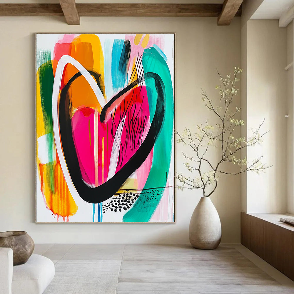 Colorful Heart Abstract Painting for Romantic Wedding Venue Reception Areas GAB1199