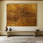 Golden Textured Abstract Painting for Luxurious Bedrooms YHT333