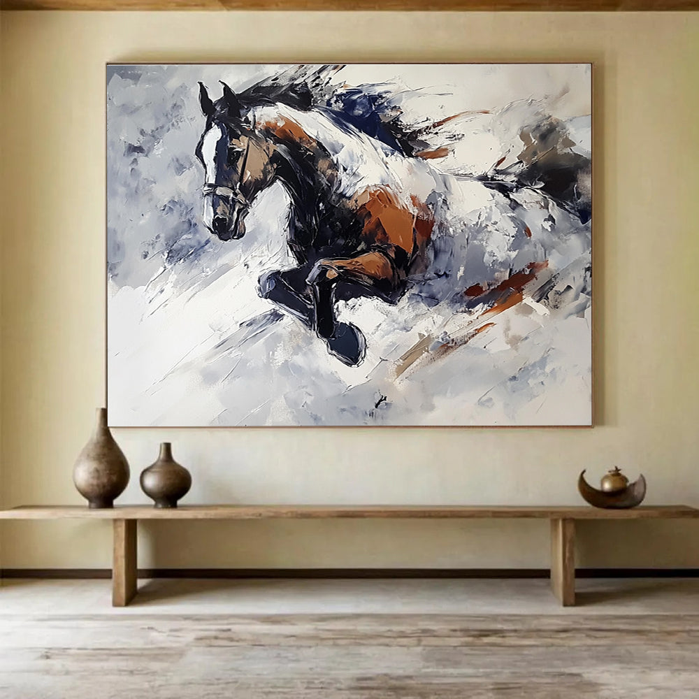 Galloping Horse Abstract Painting with Dynamic Energy ABS595