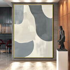 Soft Gray and White Curves Abstract Painting with Gentle Fluidity WINK161