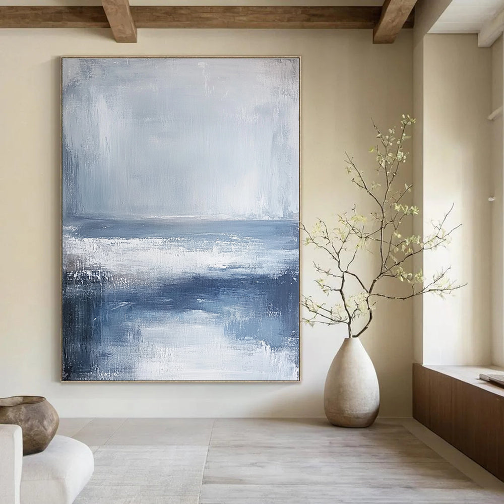 Gray and Blue Abstract Sea - Muted Coastal Abstract Art GAB0479