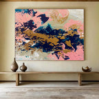 Pink - Gold - Navy Abstract Painting for Chic Bridal Salons YHT384