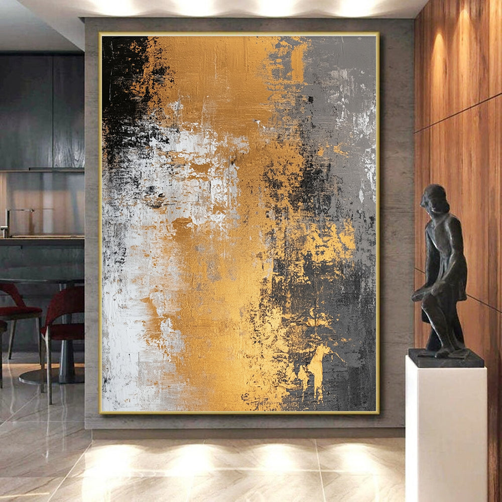Gold Gray and White Abstract Painting with Rustic Luxury WINK318
