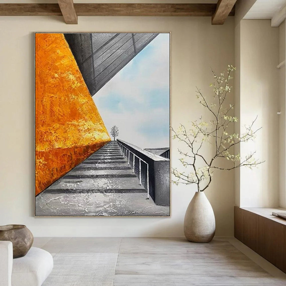 Thought - Provoking Architectural Abstract Scene Painting for Sophisticated Spaces HENG281