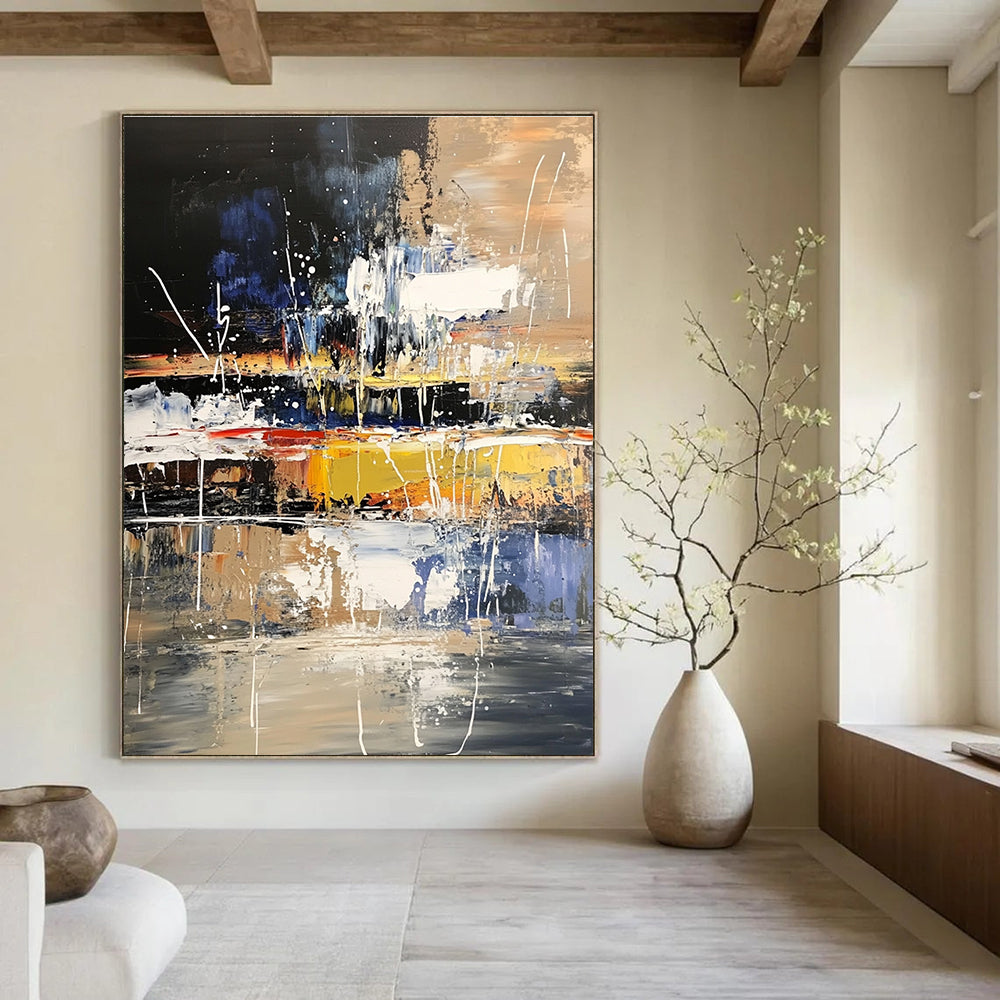 Dynamic Color Splash Abstract Painting for Artistic Event Venues GAB1209