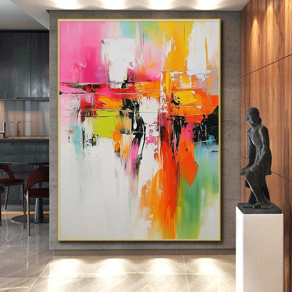 Vivid Color Block Abstract Painting with Energetic Vibes WINK684