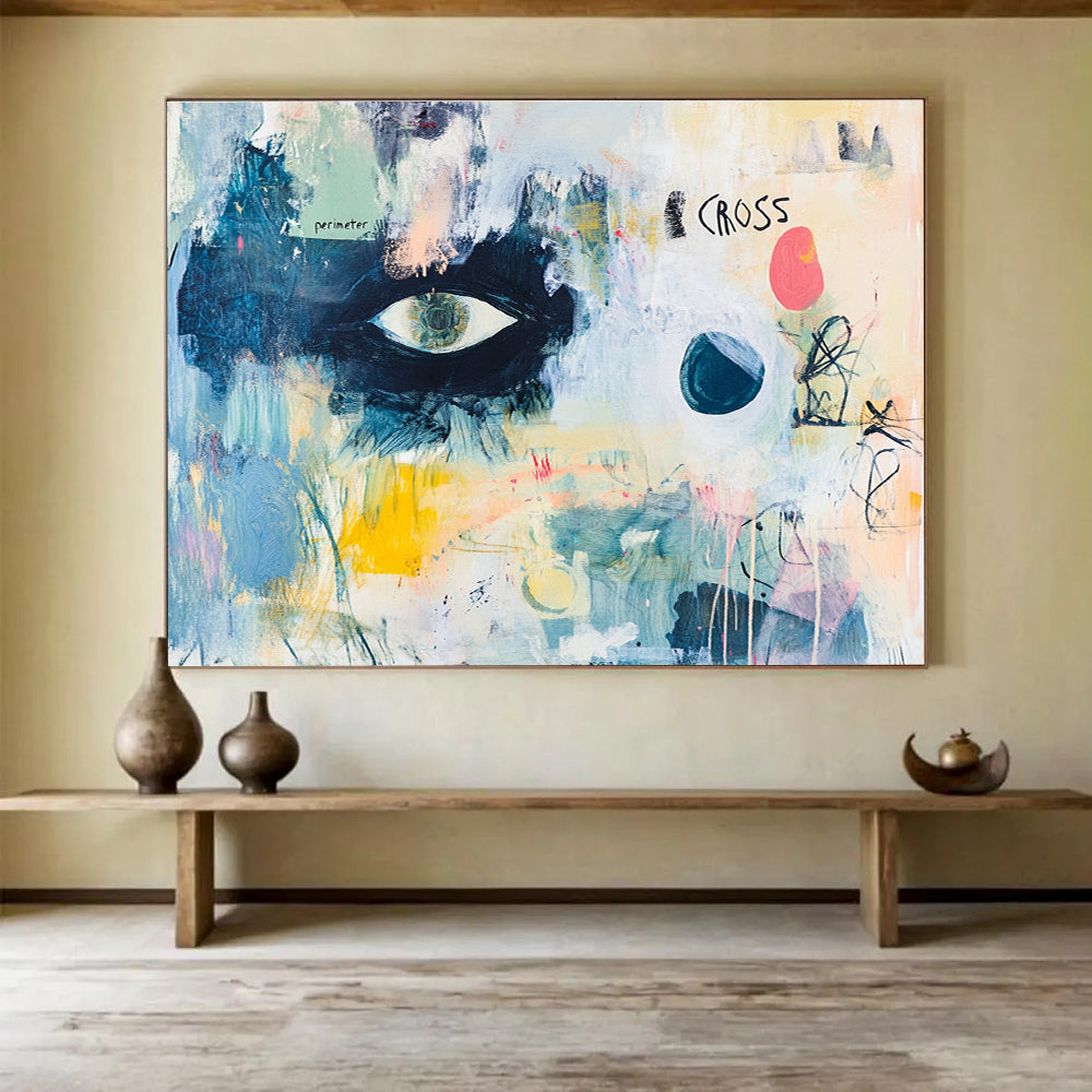 Eye - Themed Abstract Collage Painting with Thought - Provoking Visuals ABS465