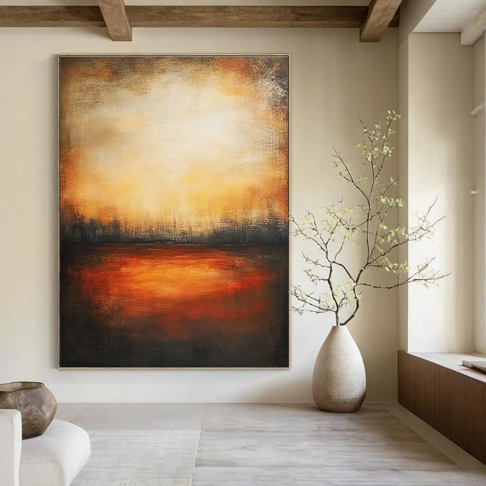 Sunset Field Abstract - Warm Landscape Artwork GAB0543
