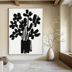 Black Flower Bouquet Silhouette Abstract Painting GAB0043