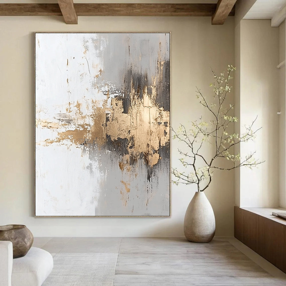 Gold Accent Abstract Painting for Modern - Styled Hallways GAB0995