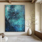 Blue Green Gradient Abstract Painting for Spa Retreats GAB0761