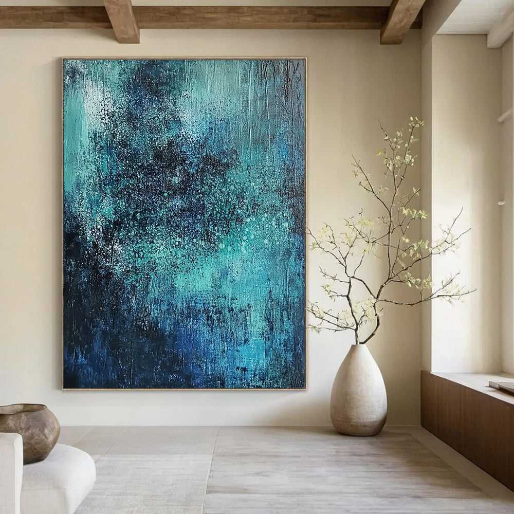 Blue Green Gradient Abstract Painting for Spa Retreats GAB0761