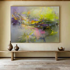Bright Color Fusion Abstract Painting with Vivid, Harmonious Blends ABS463