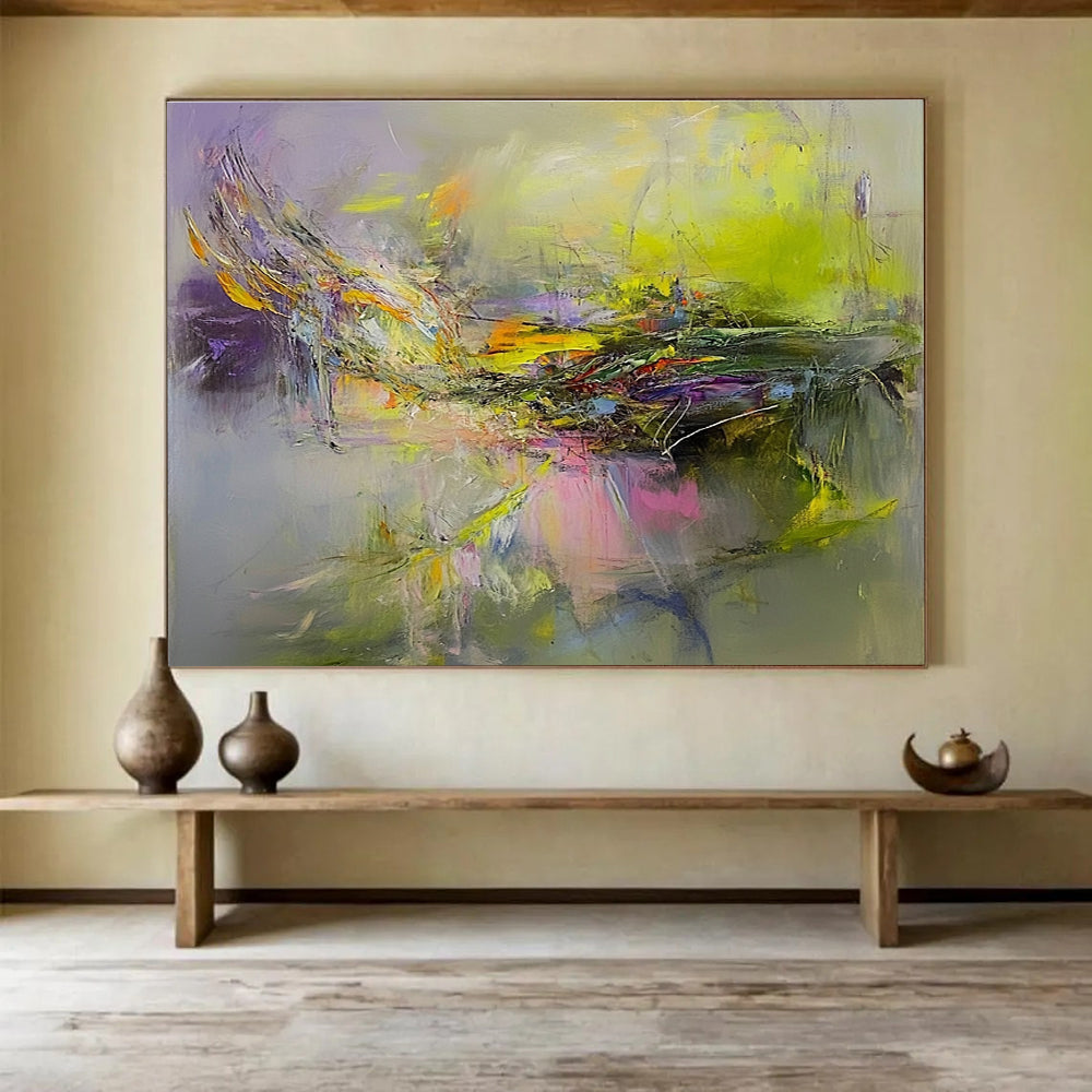 Bright Color Fusion Abstract Painting with Vivid, Harmonious Blends ABS463