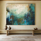 Teal Abstract Blend Painting for Modern Beachfront Hotels YHT369