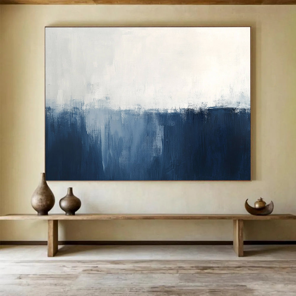 Blue - White Abstract Horizon Painting ABS188