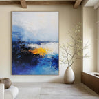 Blue and Yellow Abstract Sea - Expressive Coastal Abstract Art GAB0463