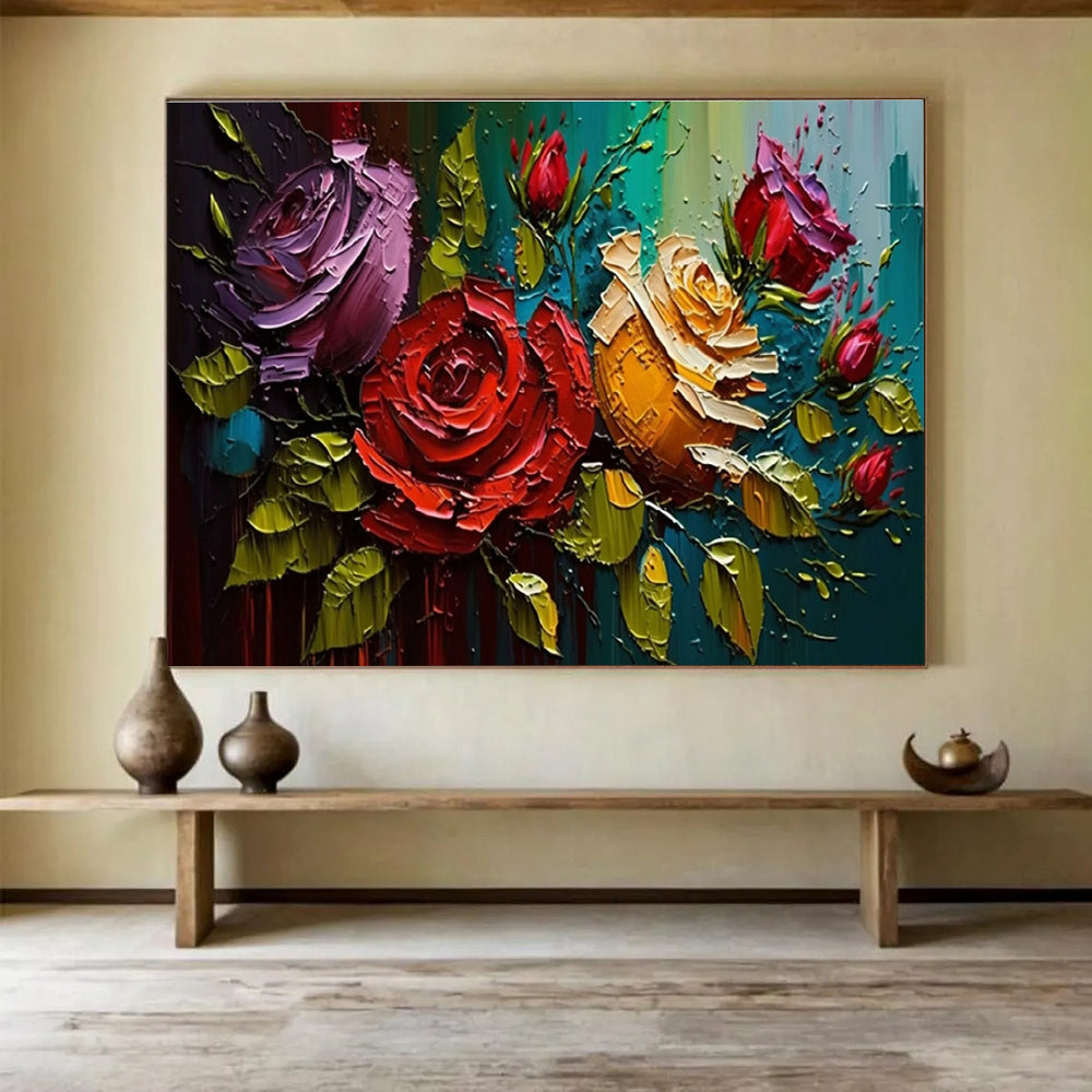 Textured Rose Dream Abstract Painting for Romantic Bedroom Retreats YHT303