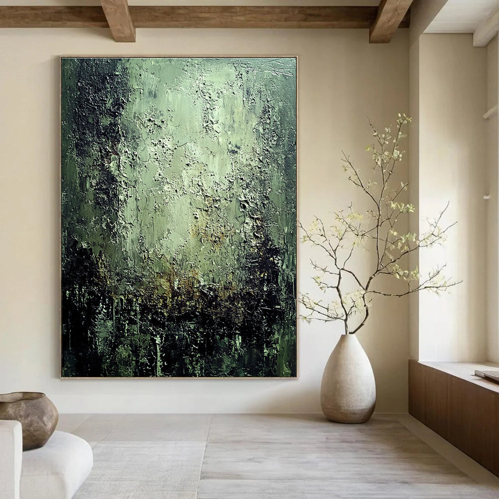 Textured Green Abstract Painting for Nature - Inspired Offices GAB1067