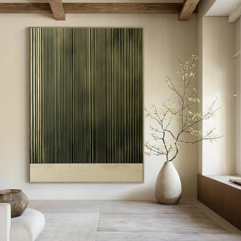 Green Corrugated Texture Minimalist Abstract Art GAB0372