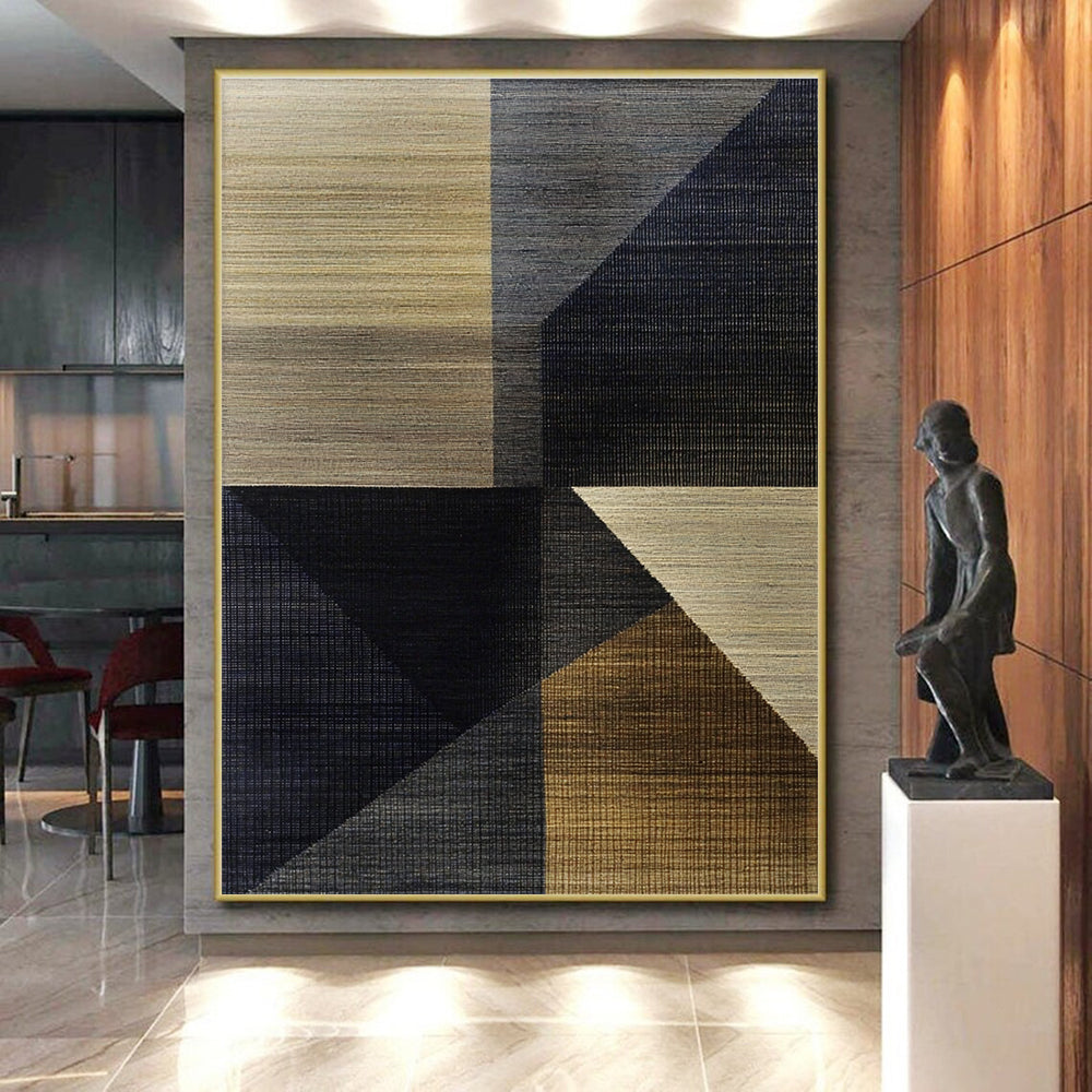 Geometric Textured Tapestry Abstract Painting with Artisanal Charm WINK216