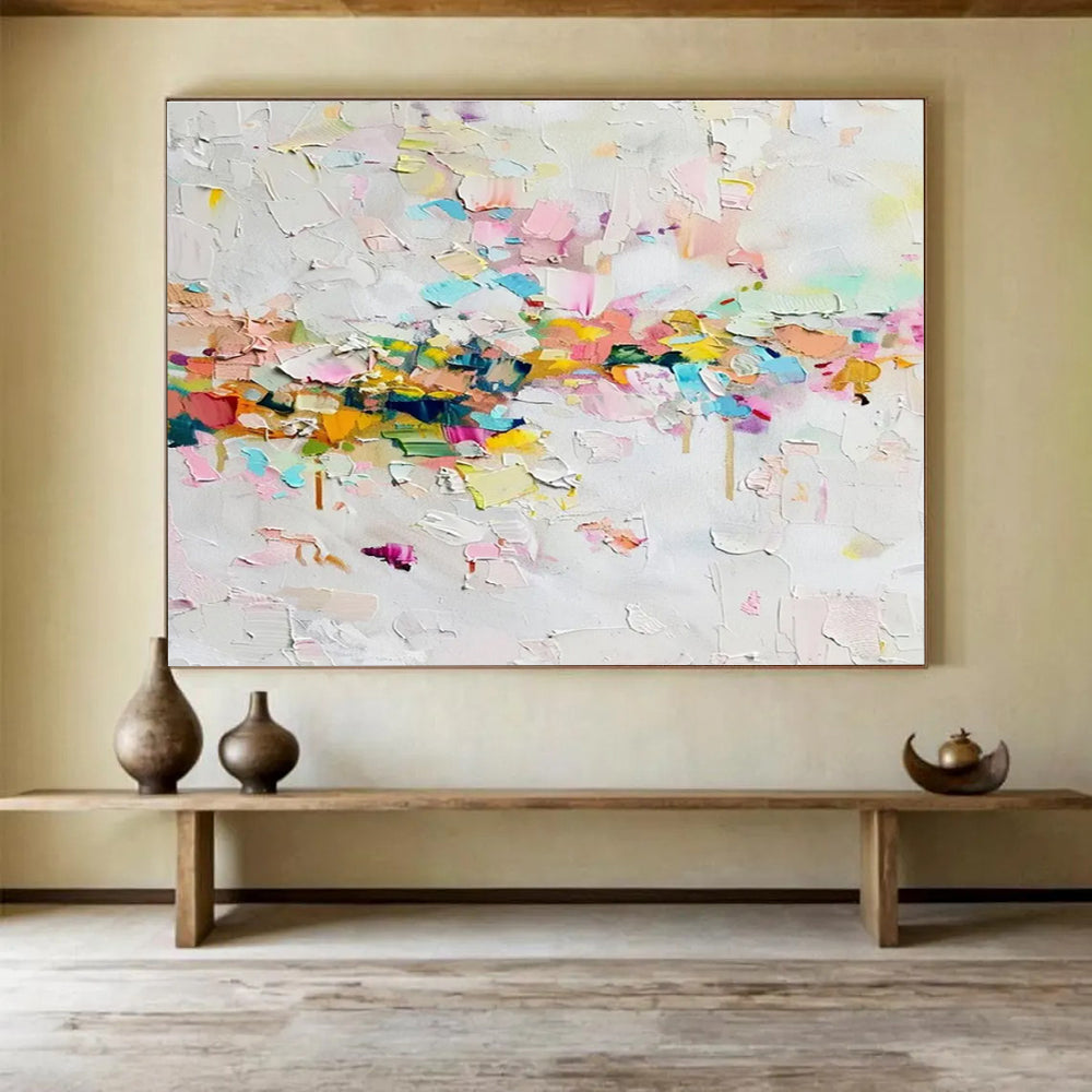 Colorful Abstract Patchwork Painting for Lively Spaces YHT043