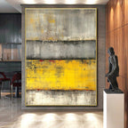 Gray Yellow Red Abstract Painting with Layered Intensity WINK542