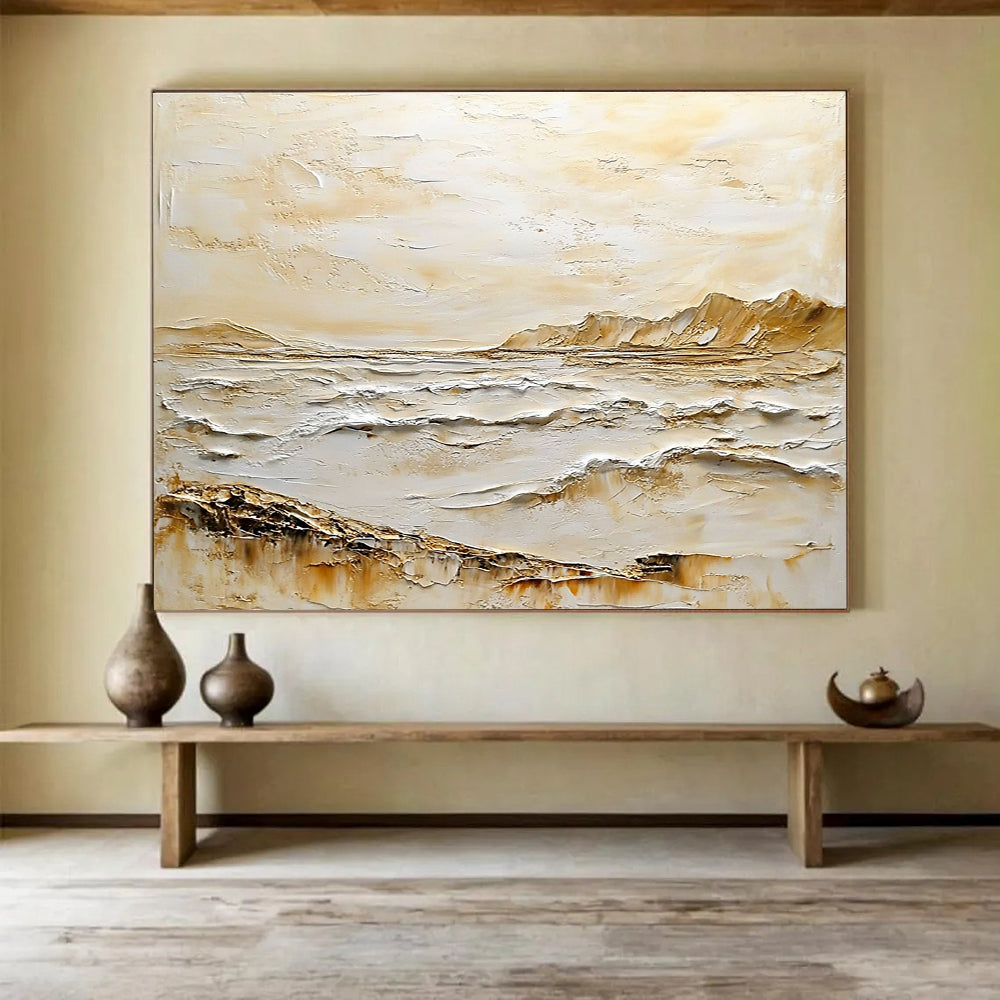 Textured Coastal Landscape Abstract Painting with Tactile Beauty ABS618