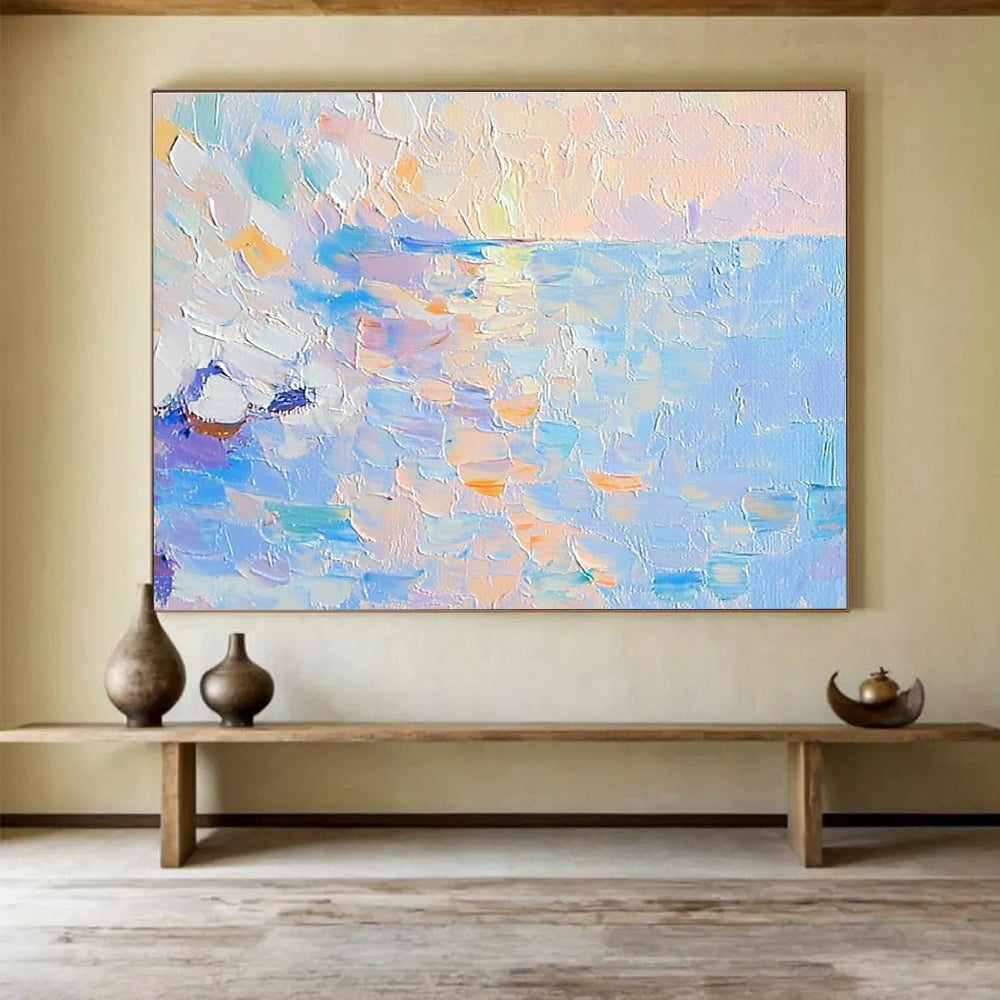 Colorful Sea Abstract Painting with Pointillist - Inspired Brushstrokes ABS278
