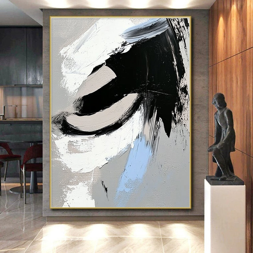 Gray - Blue Accented Abstract Painting with Cool Contrast WINK357