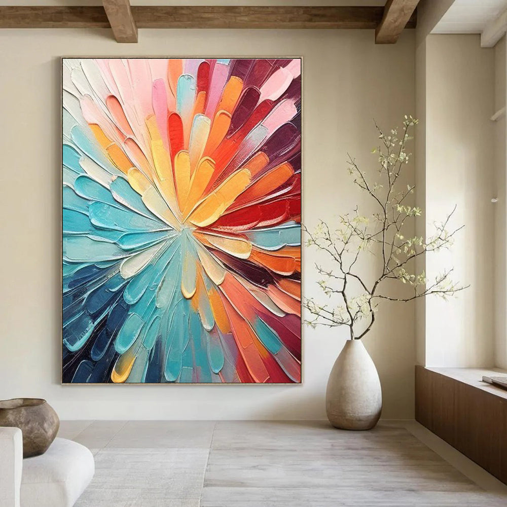 Eye - Catching Colorful Radial Abstract Painting for Dynamic Spaces HENG288