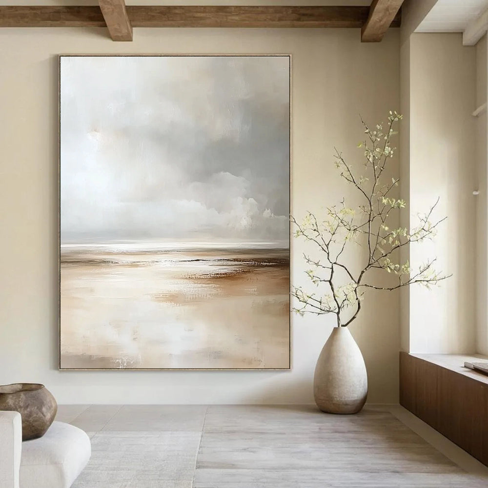 Serene Neutral Landscape - Calming Atmospheric Abstract Painting GAB0443