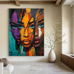 Colorful Portrait Triptych - Bold Figurative Abstract Art GAB0382