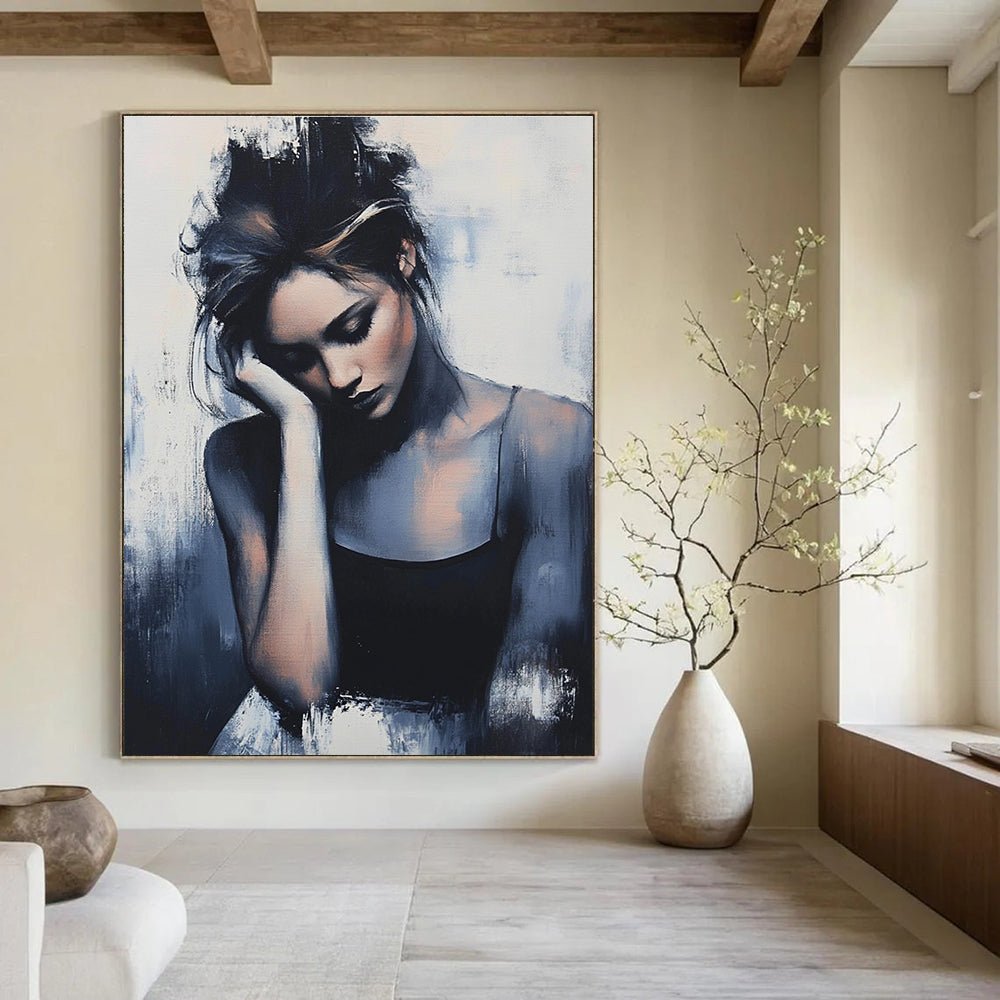 Pensive Woman Portrait - Emotional Figurative Abstract Painting GAB0425
