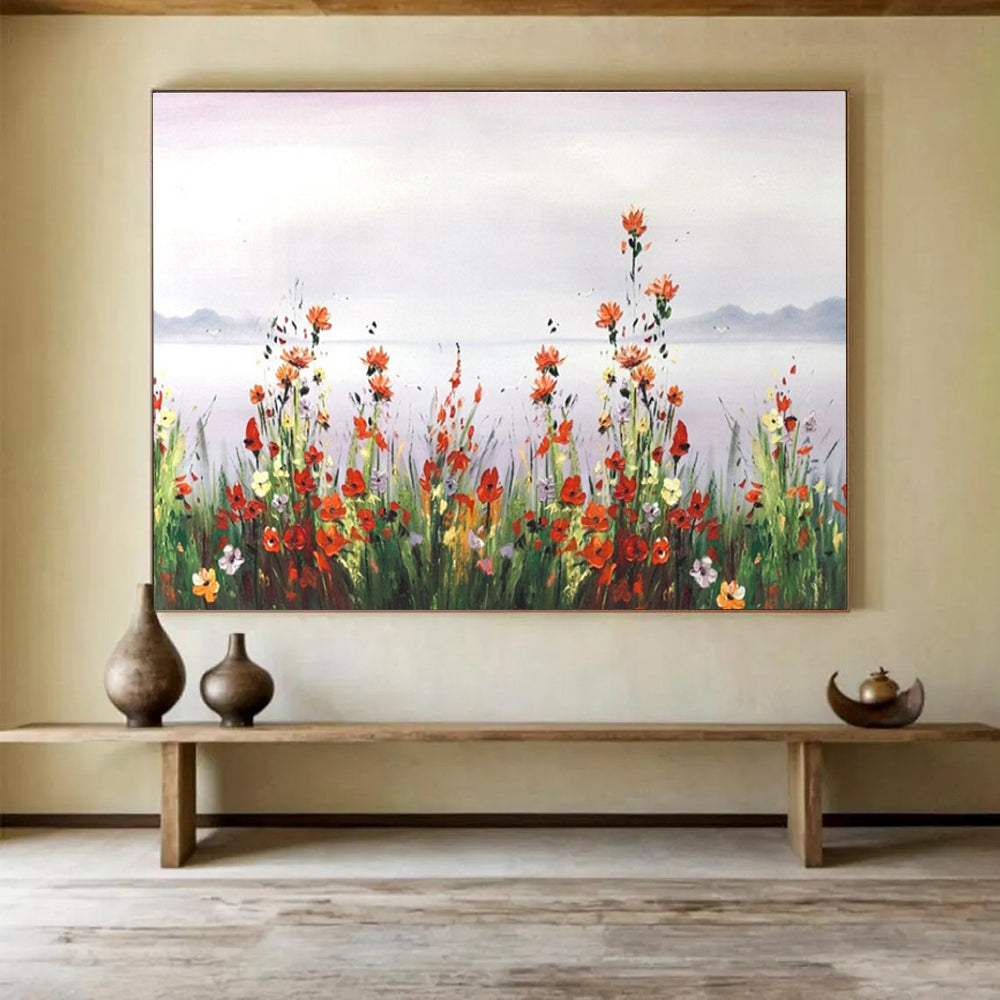 Floral Seaside Abstract Painting for Garden - Themed Cafes YHT189